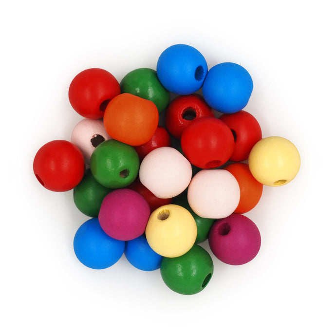 BEADS WOOD 16MM ROUND MULTICOLOUR 250G – Arbee Craft