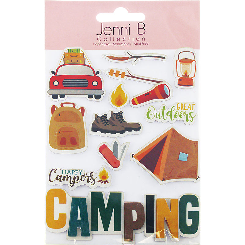 Camping Sticker Craft STICKERS CAMPING MULTI 1 SHEET 13PC – Arbee Craft