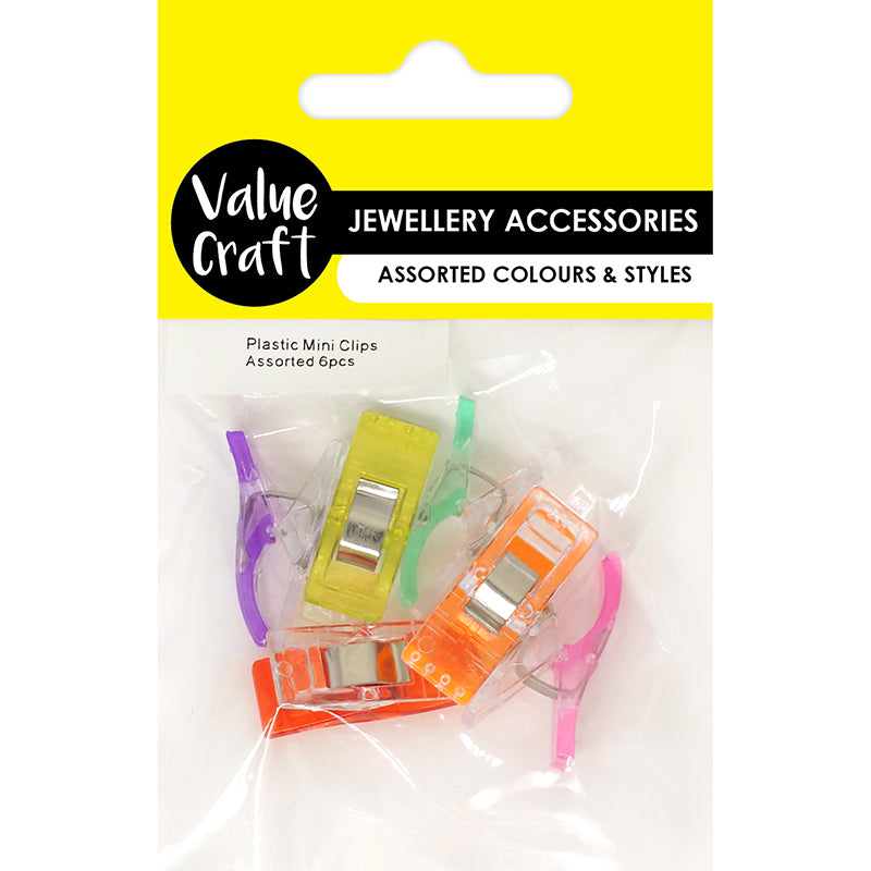 Small Craft Clips PLASTIC MINI CLIPS ASSORTED 6PC – Arbee Craft